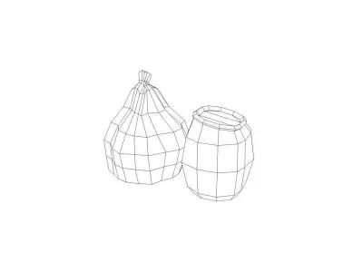 bags of coins Low-poly 3D model