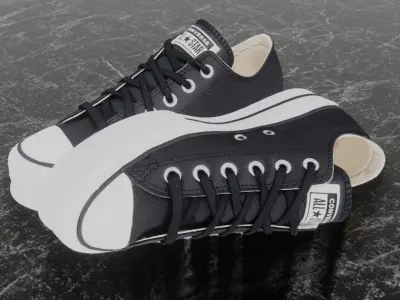 CONVERSE 3D SHOES - BLACK LOW Low-poly 3D model