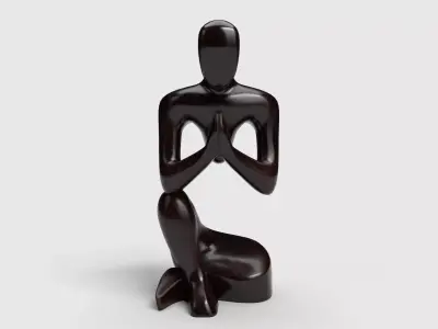 Wooden African Statue 3D model