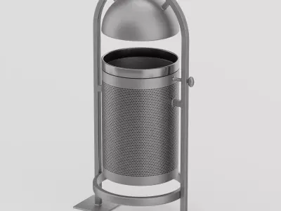 Public Metal Trash Bin 3D Model Free low-poly 3D model