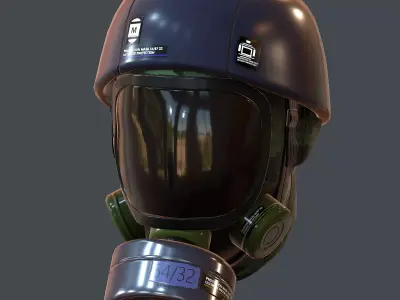 Gas mask helmet 3d model scifi Low-poly  Low-poly 3D model