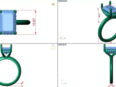 radiant solitaire under halo simple tacori style shank  3D print model