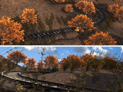 Railway Track 3D Scene 3D model