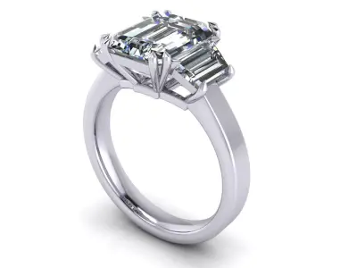 Three Stone Woman Wedding Ring  3D print model