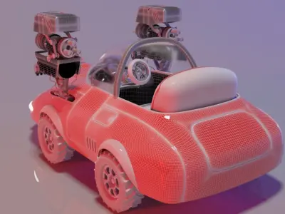 Car with Robot arm 3D model