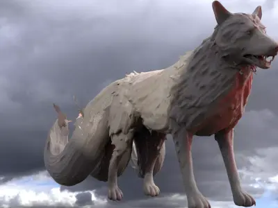King Wolf Three tails  3D model
