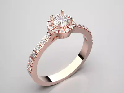 Romantic Solitaire Engagement Ring with Diamonds Model sr0090 3D print model