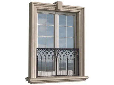 Classic facade window with French balcony 3D model