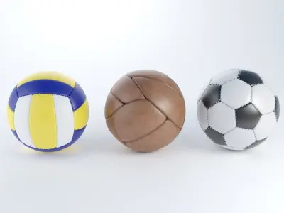 Sport Balls Low-poly 3D model