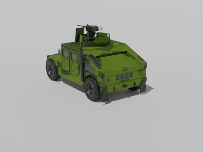 Humvee Green Army Vehicle 3D Model Low-poly 3D model