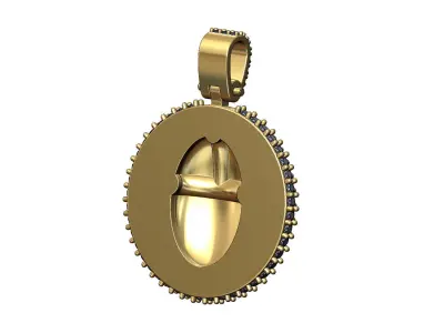 Iced scarab diamond pendant with bail 3D print model