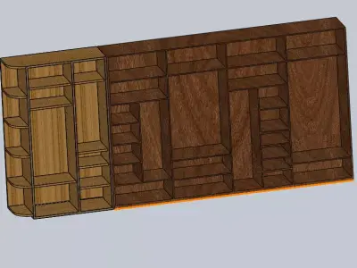 cupboard wooden cabinet with shelves and drawers 3D model purchase