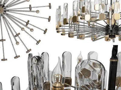 candela circular wall clock with metal rods 3D model