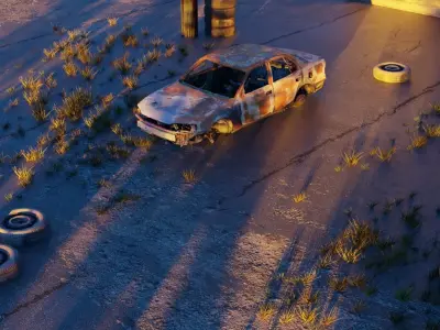 Abandoned gas station 3D model