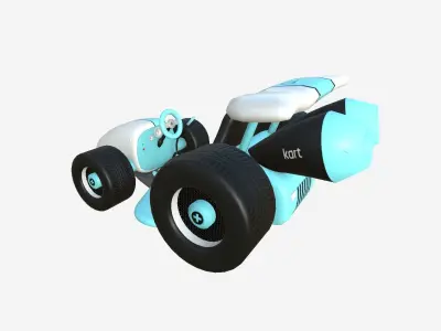 Cartoon Kart A10 White - Vehicle Racing Design Low-poly 3D model