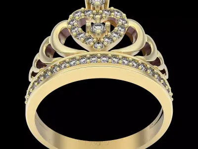 Crown ring silver gold jewelry printable 3D model 3D print model purchase