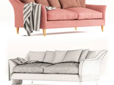 Luxury Rose Uniake curved back 2 seater Sofa 3D model