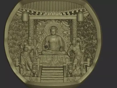 Ancient Buddha Altar Miniature Scene 3D print model