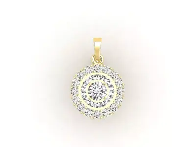 P0001 round diamond pendant gold 3D print model