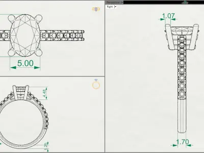 Oval engagement ring 3D print model get