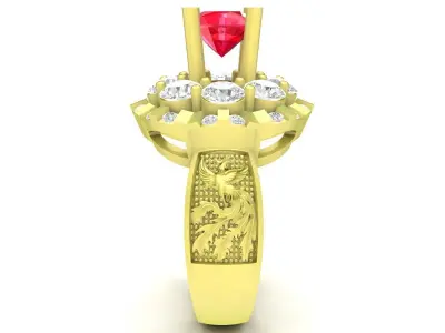 Luxury Halo Ruby Style Ring 3D Model  3894 3D print model