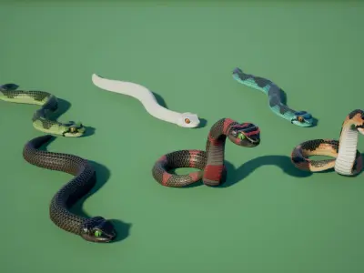 Snake stylized Low-poly 3D model