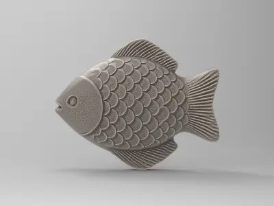 3D Fish Model Realistic Sculpture - flat back 3D print model