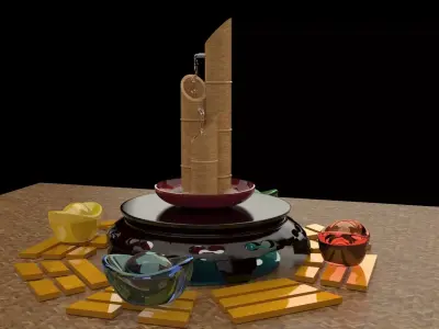  Chinese bamboo water fountain    3D model