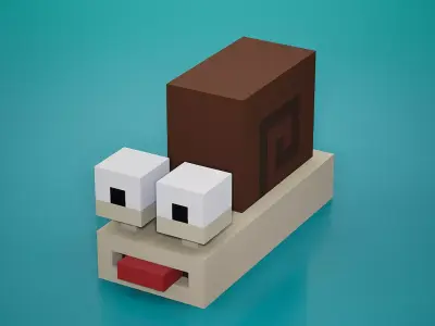 Voxel - Snail Low-poly 3D model