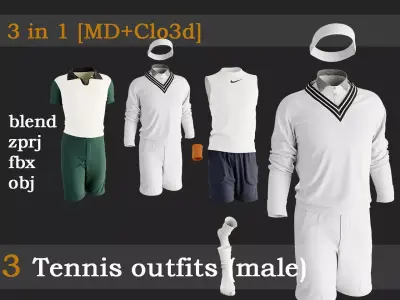 3 Tennis outfits 3D model