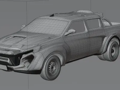 car 4x4 pickup truck 4 doors 3D model