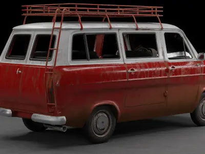 Ford Transit Mk1 Minibus Low-poly 3D model