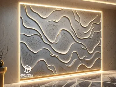modern panel wall decor set wall relief mural CNC 112 3D model
