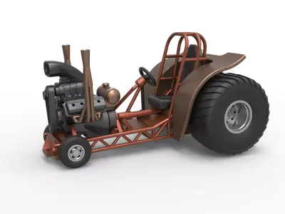 Mini Rod pulling tractor 2 Scale 1 to 25 3D print model