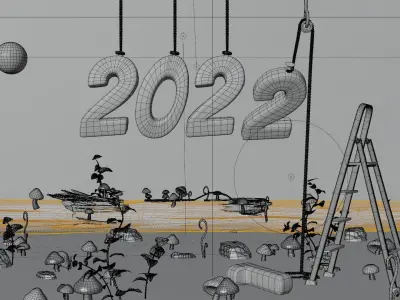 3d minimal new year 2022 model Free low-poly 3D model