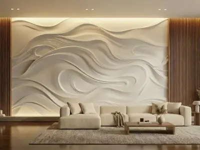 modern panel wall decor set relief stl mural CNC 183 3D model