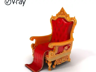 Ornate Throne Chair Model Pack for Royal Interiors Low-poly 3D model