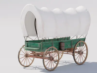 Covered Wagon 02 Low-poly 3D model
