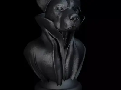 Rottweiler - Dog - with Cape and Collar on Pedestal 3D print model