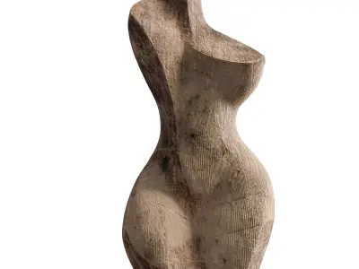 Wall Mounted Wooden Sculpture - Abstract Female Low-poly 3D model