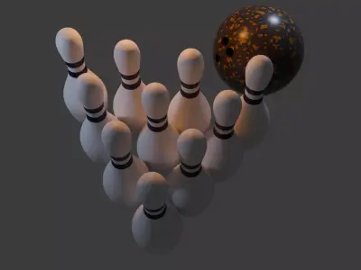 Realistic 3D Bowling Ball and Pins Set 3D model