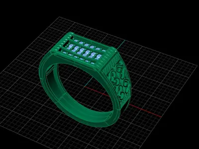 Print Ready STL 3DM  Gents Rings Diamond Men Ring  3D print model 182