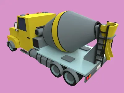 Lowpoly Concrete Mixer Truck Low-poly 3D model
