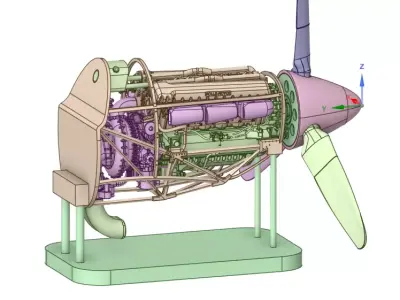 Hawker Hurricane MK 1 Engine  1 by 16 Scale 3D Model 3D print model