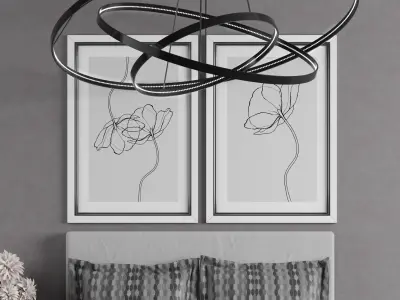 Bedroom set 6 modern with decor 3D model