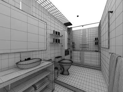 Narrow bathroom design 3D model