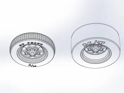 Set of wheels Summit Fast-Five for scale model dragster 3D print model