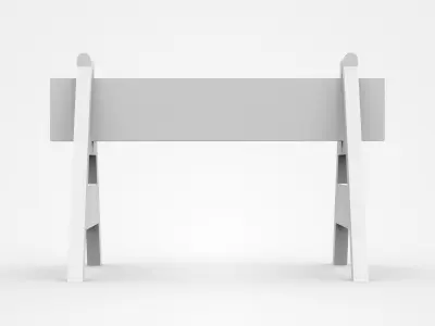Movable Warning Stand Barrier Sign With Red White Strips 3D model