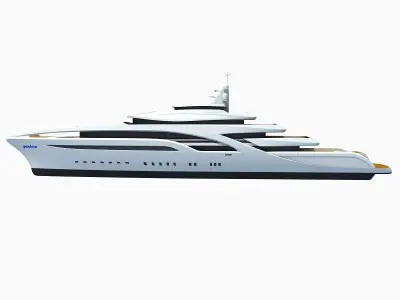 Concept Yellow Deck Luxury Yacht 3D model