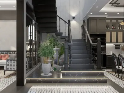 Indochina kitchen-living room 3D print model